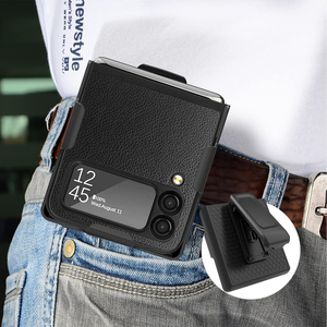 Nuevo Clip trasero giratorio Litchi patrón PU cuero ultrafino pantalla plegable funda de teléfono móvil para Samsung <span class=keywords><strong>Z</strong></span> <span class=keywords><strong>Flip</strong></span> 3 4 5 6 7 Cubierta - Product Image 6