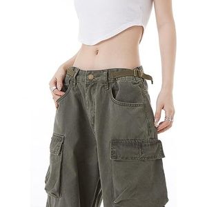 กางเกงคาร์โก้ทรงหลวมสำหรับผู้หญิง ราคาขายส่ง เสื้อผ้าสไตล์ Y2K กางเกงยีนส์ขากว้างหลายกระเป๋า เสื้อผ้าสไตล์แฟรี่กรันจ์ อัลท์อีโม สตรีทแวร์ - Product Image 4