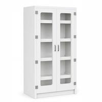 Armoire de rangement industrielle pour laboratoire avec portes en verre trempé et charnières robustes, fabricant de mobilier de laboratoire en acier