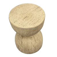 Table d'appoint moderne Wabi-Sabi pour salon, salle à manger, bureau à domicile, salle de bain, extérieur, en pierre de travertin, béton moulé, bois, ciment