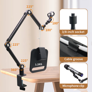 Boxiang 18Y Factory – Bras de micro en aluminium robuste avec gestion de câbles intégrée pour SM7B, studio, podcast, OEM, vente en gros - Product Image 4