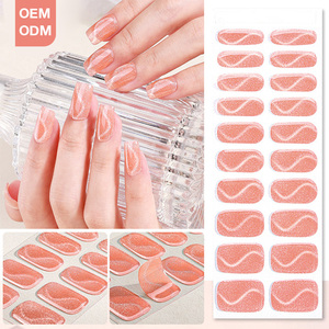 Kits de Uñas Postizas con Diseño Artístico de Rayas Brillantes, Diseño Pintoresco de Lujo en 3D en Tonos Pastel - Product Image 4