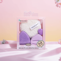 Ensemble de 4 éponges démaquillantes en microfibre, éponge nettoyante pour le visage, éponge et brosse nettoyante douces, kit de nettoyage du visage
