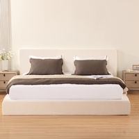 Lit plateforme king size de luxe personnalisé en gros avec matelas rembourré compressé sous vide et cadre en tissu double