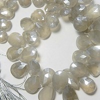 Perles de pierre de lune blanche facettée en forme de poire, 7-8 mm, certifiées par un tiers pour la fabrication de bijoux