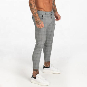 Pantalones <span class=keywords><strong>chinos</strong></span> ajustados grises para <span class=keywords><strong>hombre</strong></span> Pantalones casuales a cuadros de diseñador de cintura alta con proveedor OEM de talla grande súper elástico - Product Image 2