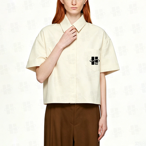 Chemises Polo Courtes Décontractées pour Femmes, Logo Brodé Personnalisé, 100% Coton Sergé, Épaules Tombantes, Coupe Ample, Chemises Courtes pour Femmes - Product Image 2