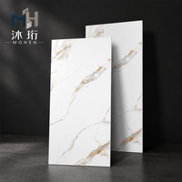 Carreaux de porcelaine pleine masse 600x1200mm aspect marbre Calacatta Gold gris poli pour sol de salon de villa