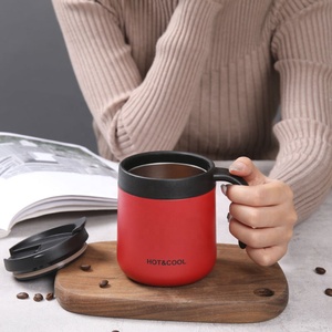 Mug de voyage isotherme en acier inoxydable 304 avec poignée, anti-fuite pour le bureau, tasse à eau en acier inoxydable avec couvercle - Product Image 4