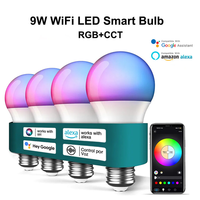 Bohlam LED WiFi Pintar 2.4G 9W 800LM E26 2700K-6500K RGB CCT Aplikasi 5-Kanal Dapat Diredupkan Kontrol Suara Penggunaan Rumah & Luar Ruangan