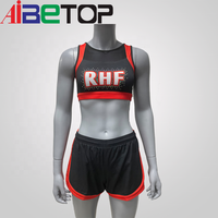 Crop top et short de danse et de cheerleading personnalisés à prix abordable avec impression de logo et strass intégrés pour la compétition et l'entraînement