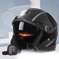 Casco Abierto de Motocicleta ABS Nuevo, para Hombre y Mujer, con Doble Visera, Protector Facial, Ligero, Retro, 3/4
