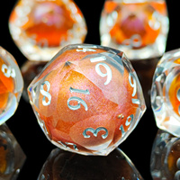 Ensemble de dés polyédriques en résine à cœur liquide, faits à la main, de forme de coupe de gemme unique, motif chat, 7 pièces, pour jeu DND