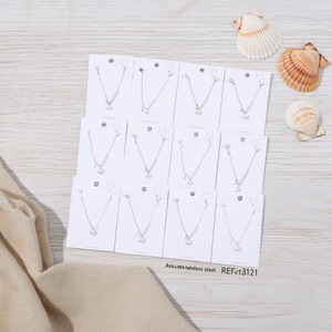 Set di 12 Collane in Acciaio Inossidabile con Ciondolo di Perle, Gioielli in Acciaio - Product Image 3