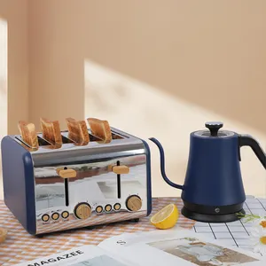 Auto Pop-Up 4 Sneetjes Retro Broodrooster Slimme Elektrische Mini Broodrooster Oven Sandwich Broodbroodrooster Met Ontdooien Opwarmfunctie