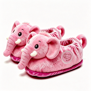 Pantuflas de Peluche de Elefante Rosa para Niñas, Zapatos Cálidos y Suaves para Interiores con Logotipo Bordado, para Niñas de 3 Años en Adelante - Product Image 2