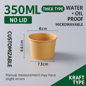 Boîte à emporter pour soupe écologique étanche ronde avec couvercle bol en papier boîte à lunch épaissie jetable Kraft papier tasse boîte d'emballage - Product Image 3