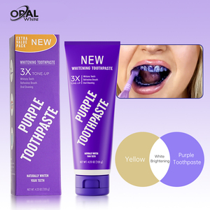 Dentifrice blanchissant pour les dents de couleur violette, correcteur de couleur personnalisé OEM, marque privée, efficace pour éliminer les taches, pour les soins bucco-dentaires quotidiens - Product Image 2