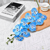 Bunga Phalaenopsis Buatan Berkualitas Tinggi, Batang Tunggal, 9 Kepala, Tekstur 3D, Sutra Imitasi, 70x15x10cm, Dekorasi Rumah untuk Pernikahan