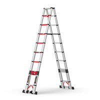 Échelle télescopique en acier inoxydable à double face pliable en chevrons pour entrepôt, escalier d'accès moderne pour grenier