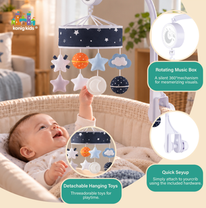 <span class=keywords><strong>Mobile</strong></span> musical pour berceau Planet Baby, jouets suspendus détachables étoile, lune, nuage, berceuses, fonctions de sécurité pour nouveau-né et nourrisson - Product Image 4