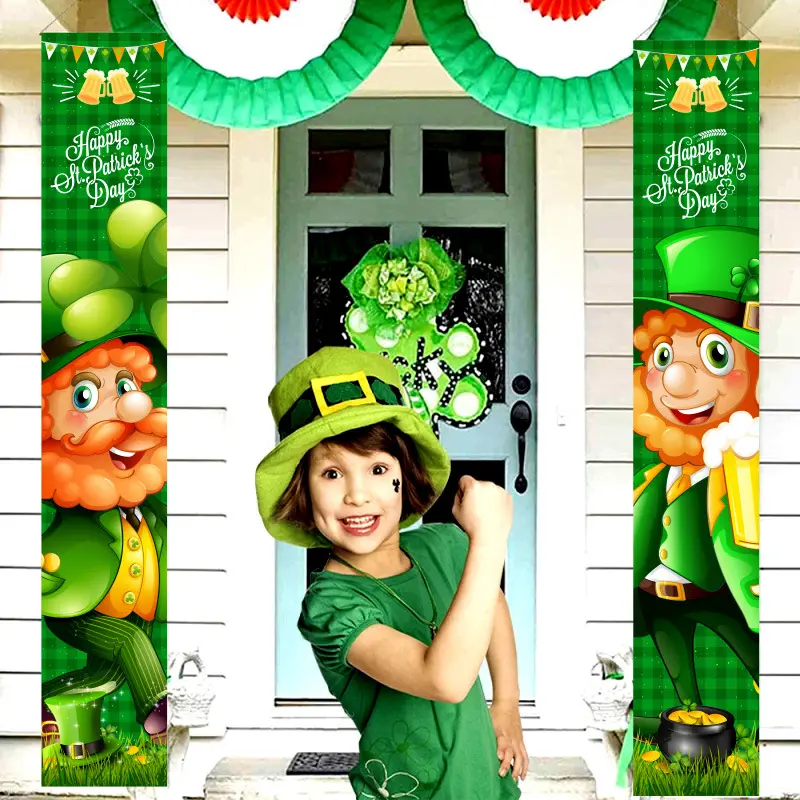 Toptan St. Patrick günü beyit 30*180cm Polyester kumaşlar festivali parti dekorasyon İrlanda asılı afiş