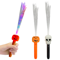 Baguette Lumineuse LED en Fibre Optique Écologique PVC/ABS pour Halloween, Motif Citrouille et Crâne, Jouet Clignotant pour Enfants, Événements Nocturnes et Fêtes Scolaires