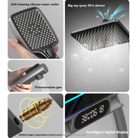 Système de douche mural numérique en acier inoxydable avec jets de pluie douce et de massage, contrôle thermostatique intelligent