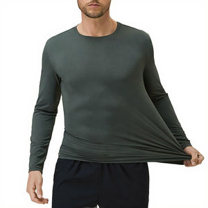 T-shirts formels tricotés pour hommes, fabriqués professionnellement, prix raisonnable, couleur unie, manches longues, sur mesure, à faible MOQ - Product Image 3