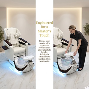 Chaise de spa de luxe pour pédicure avec massage shiatsu, bassin de hydrothérapie LED et station de manucure pliable - Product Image 4