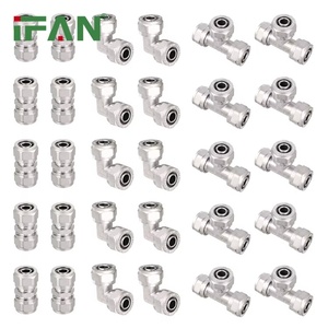 Ifanplus ASTM f877 Sliver <span class=keywords><strong>pex</strong></span> 16mm-32mm khớp nối khuỷu tay TEE phụ kiện nén đồng thau - Product Image 1