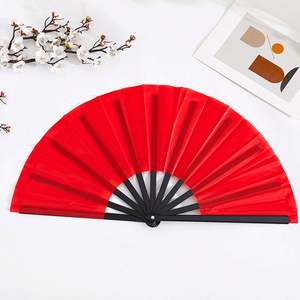 Abanico Plegable Tradicional Clásico, Ecológico, de Poliéster y Plástico, con Mango Negro, para Sublimación, Abanico Grande de 33 cm - Product Image 4