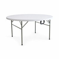 Table de restauration moderne, durable et personnalisable, pliable en deux, pour les rassemblements intérieurs et extérieurs d'hôtels, table ronde pliante