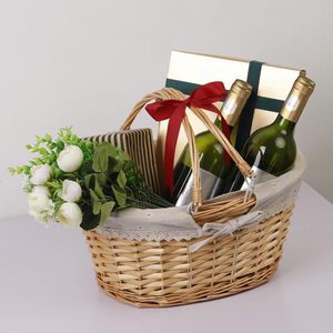 Yulin jiafu Bộ 2 chiếc giỏ đan bằng liễu gai 13 "<span class=keywords><strong>x</strong></span> 9" <span class=keywords><strong>x</strong></span> 4.8 "Giỏ đan bằng vải lanh cao cấp tự nhiên lót vải cotton - Product Image 5