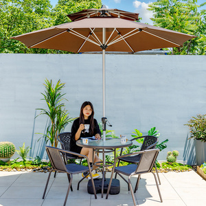 Conjunto de Mesa Plegable Moderna para Exteriores con Sillas de Ratán, <span class=keywords><strong>Sombrilla</strong></span> para Patio, Gimnasio, Hotel, Jardín, <span class=keywords><strong>Terraza</strong></span>, Balcón, Cafetería, Comedor y Ocio - Product Image 2