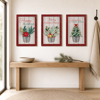 Ensemble d'art mural rustique imprimé Noël, cadre en MDF, pour salon, décoration de maison de vacances – Choix Premium