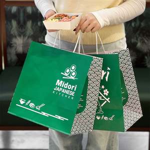 Sacs en papier kraft jetables biodégradables et recyclables personnalisés, respectueux de l'environnement, avec impression offset pour la restauration rapide, les sushis à emporter - Product Image 3