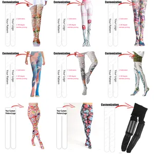 Red Color 360 Digital Print Custom Pattern Girls Garden Different Pattern Tights Custom Tights Woman Daily Printing Pantyhose