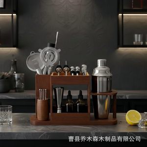 Estante de madera para cócteles de 3 niveles, organizador de bar multifuncional para cocina y uso doméstico - Product Image 1