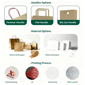 Craft món quà màu hồng thực phẩm Kraft tùy chỉnh Kraft sang trọng giấy mua sắm giấy mua sắm túi với logo - Product Image 4