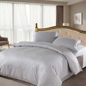 カラーサテンストライプ4点寝具セット 高級ホテル品質 ソフトで快適なベッドシーツセット - Product Image 2