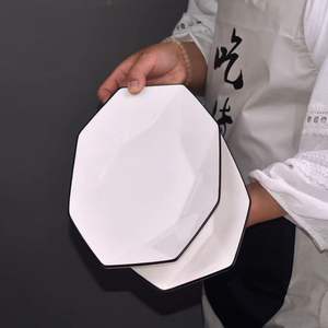 Vaisselle en céramique européenne minimaliste personnalisée de 12 pouces assiette de poisson diamant de lys blanc pur grande assiette à <span class=keywords><strong>sushi</strong></span> motif végétal - Product Image 5
