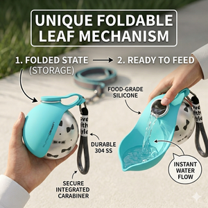 Botella de Agua Portátil para Perros Petop, Dispensador de Viaje de Acero Inoxidable 304, Botella de Agua Plegable de Silicona para Perros - Product Image 1