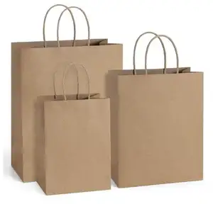 Paper Gift Bags Custom Printed 100% Virgin Kraft Paper Bags Recyclable And Your Own Logo Printing For Paper Bag