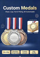 Médaille en alliage de zinc gravée en 3D personnalisée avec logo, adaptée aux événements sportifs et à un usage promotionnel