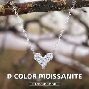 GRA Minimalist 925 Sterling Silver Women's Necklace Moissanite 3 Stone Claw Setting Passes Diamond Tester Fine Jewelry - Product Image 3