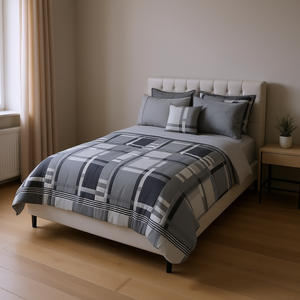 Ensemble de couette matelassée Competition King, motif à carreaux, taille King, style classique, pour toutes les saisons, literie pour la maison - Product Image 2