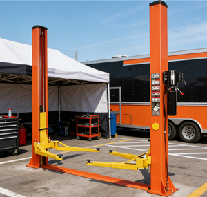 Pont élévateur de <span class=keywords><strong>garage</strong></span> 2 colonnes rouge et bleu personnalisé, capacité de levage 4000 kg, hauteur de levage 1,85 m, durable pour véhicules - Product Image 1