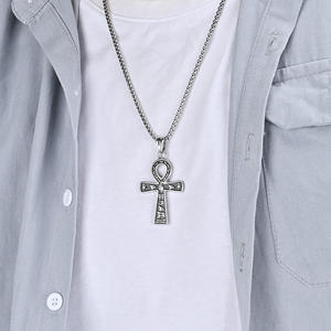 Collar con colgante de cruz Ankh de acero inoxidable unisex, estilo egipcio antiguo, joyería de moda urbana para hombres y mujeres - Product Image 2
