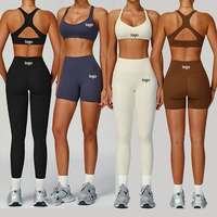 Ensemble de vêtements de yoga 2025 avec logo personnalisé, soutien élevé, pour femmes, ensemble de sport pour la gym, course à pied, respirant, 2 pièces